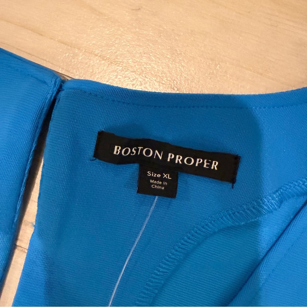 Boston Proper Vibrant Blue Capri Short Sleeve Jumpsuit Size XL NWT - Picture 9 of 12